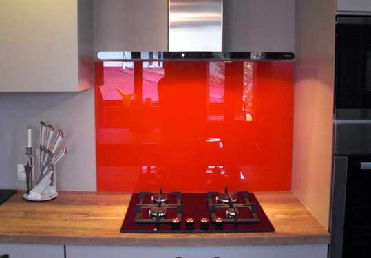 Paneles de cocina de vidrio color rojo 1100 x 650 mm